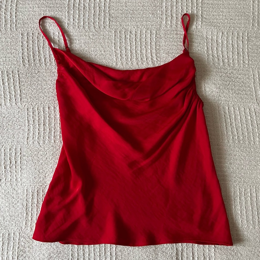 Red 1.State Cowl Neck Tank